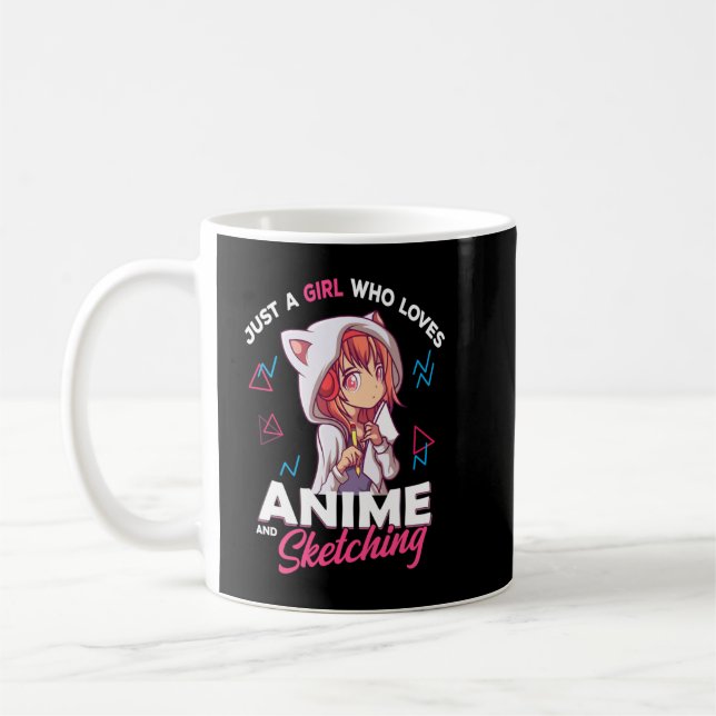Nur ein Mädchen, das Anime Liebe und Otaku skizzie Kaffeetasse (Links)