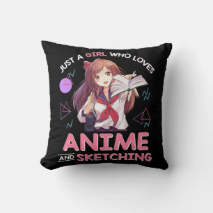 Nur ein Mädchen, das Anime Liebe und Skizzen 8 Kissen