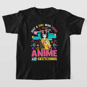 Nur ein Mädchen, das Anime Liebe und T - Shirt ski
