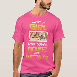 Nur ein Mädchen, das Anime Liebe und Zeichne T-Shirt