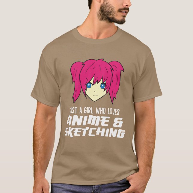 Nur ein Mädchen, das Anime Lieben und Funny maskie T-Shirt (Vorderseite)
