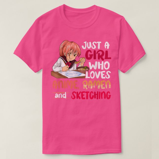 Nur ein Mädchen, das Anime Ramen Liebe, die Japane T-Shirt (Design vorne)