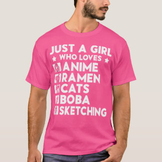 Nur ein Mädchen, das Anime Ramen Liebe, katzen Bob T-Shirt