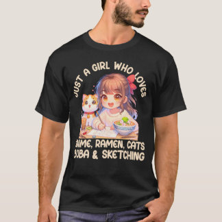 Nur ein Mädchen, das Anime Ramen Liebe, katzen Bob T-Shirt