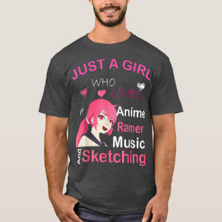Nur ein Mädchen, das Anime Ramen Liebe, Musik skiz T-Shirt