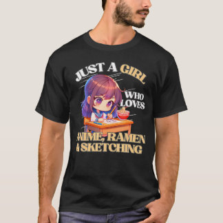 Nur ein Mädchen, das Anime-Ramen Liebe und eine T-Shirt