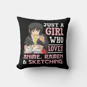 Nur ein Mädchen, das Anime-Ramen Liebe und Gi skiz Kissen