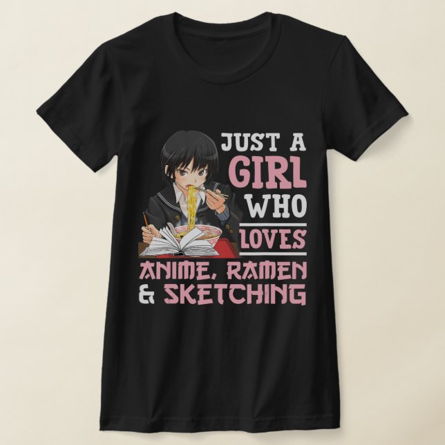 Nur ein Mädchen, das Anime-Ramen Liebe und Gi skiz T-Shirt (Ablage )