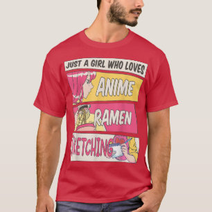 Nur ein Mädchen, das Anime-Ramen Liebe und Gi skiz T-Shirt
