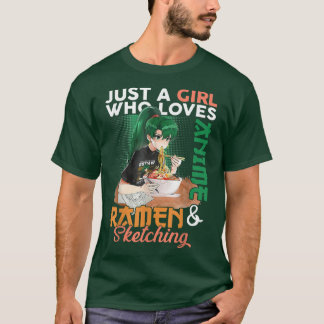 Nur ein Mädchen, das Anime-Ramen Liebe und Gi skiz T-Shirt