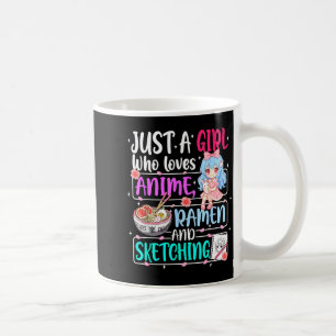 Nur ein Mädchen, das Anime-Ramen-Skizzierung Japan Kaffeetasse