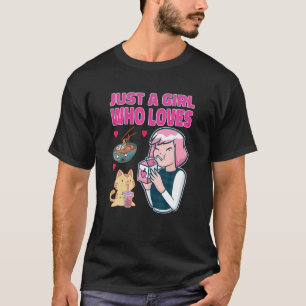 Nur ein Mädchen, das Anime Ramen Strawberry Milk L T-Shirt