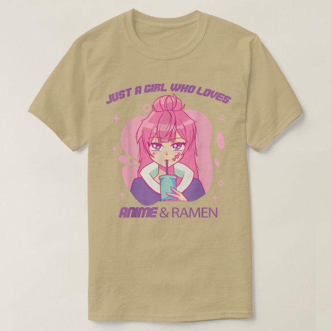 Nur ein Mädchen, das Anime & Ramen T für einen Ani T-Shirt (Design vorne)