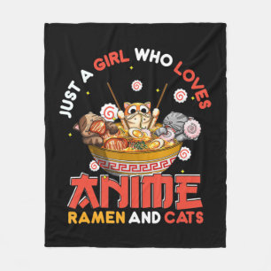 Nur ein Mädchen, das Anime Ramen und Katzen Kawaii Fleecedecke