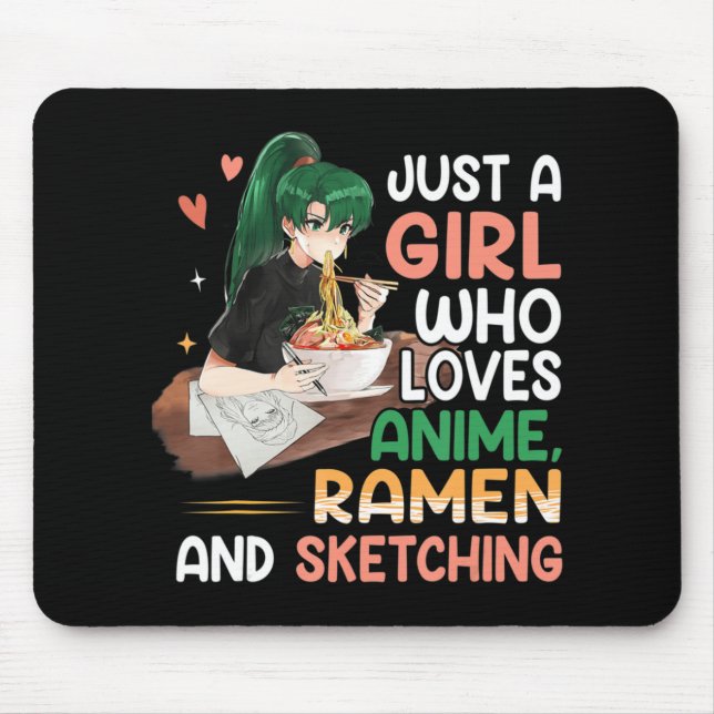 Nur ein Mädchen, das Anime-Ramen und Sketching-Ja  Mousepad (Vorne)