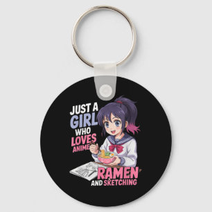 Nur ein Mädchen, das Anime-Ramen und Skizzen Liebe Schlüsselanhänger