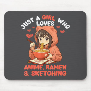 Nur ein Mädchen, das Anime-Ramen und Skizzieren Ja Mousepad