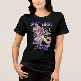Nur ein Mädchen, das Anime-T-Shirt Lieben Tri-Blend Shirt