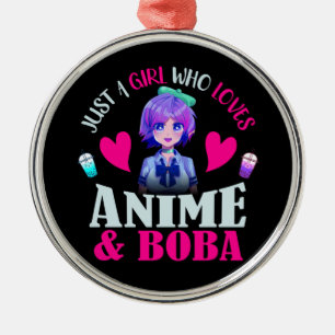 Nur ein Mädchen, das Anime und Boba Liebe Ornament Aus Metall