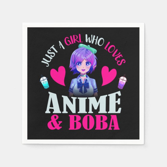 Nur ein Mädchen, das Anime und Boba Liebe Serviette (Vorderseite)