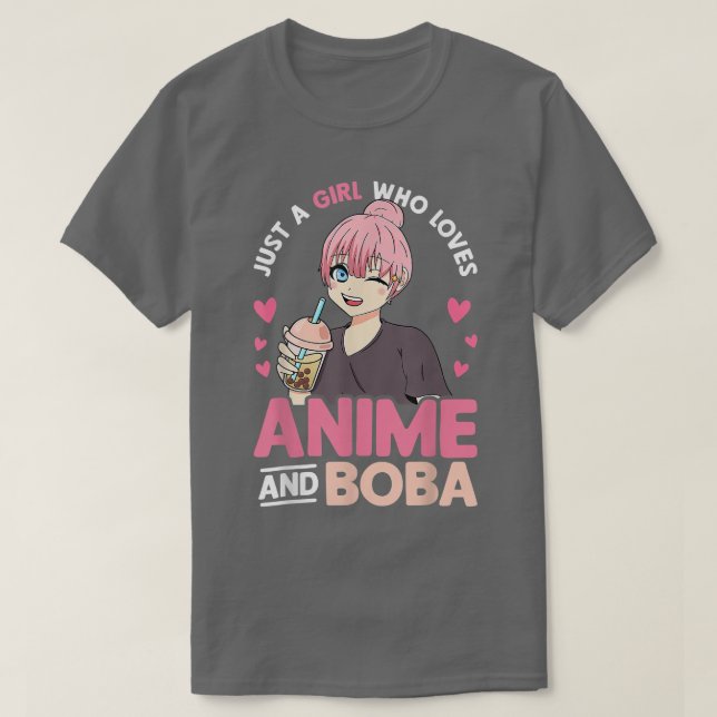 Nur ein Mädchen, das Anime und Boba Tea Lieben Lov T-Shirt (Design vorne)