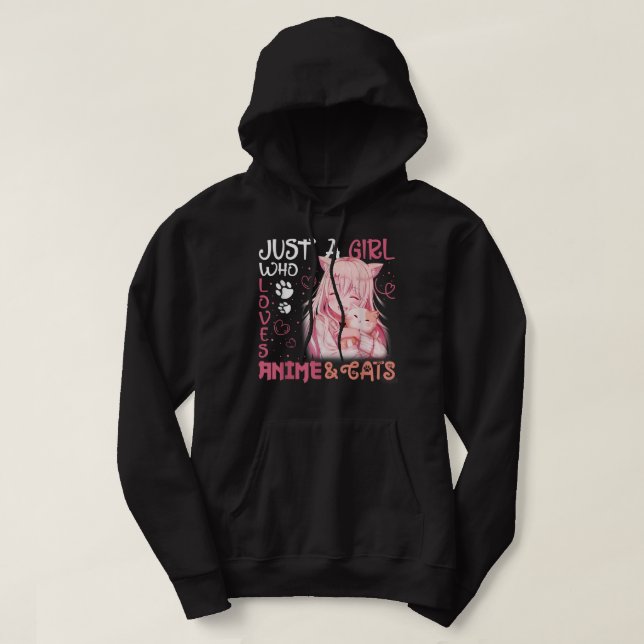 Nur ein Mädchen, das Anime und Cat Girls Offiziell Hoodie (Design vorne)