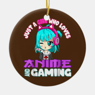 Nur ein Mädchen, das Anime und Gaming chibi Liebe Keramik Ornament