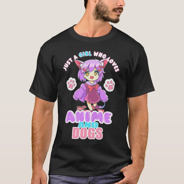 Nur ein Mädchen, das Anime und Hunde Lieben Manga  T-Shirt (Vorderseite)