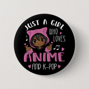 Nur ein Mädchen, das Anime und K-Pop African Amer Button