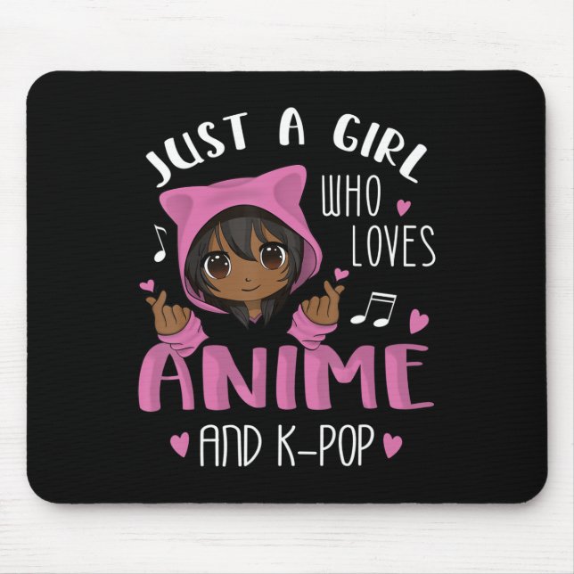 Nur ein Mädchen, das Anime und K-Pop African Amer  Mousepad (Vorne)