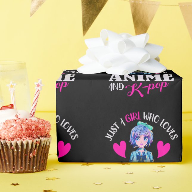 Nur ein Mädchen, das Anime und K-Pop Liebe Geschenkpapier (Geburtstagsparty)