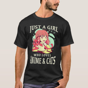 Nur ein Mädchen, das Anime und Katzen Liebe. Anime T-Shirt