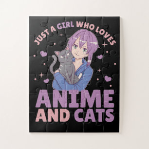 Nur ein Mädchen, das Anime und Katzen Lieben Manga Puzzle