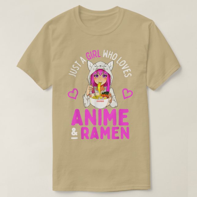 Nur ein Mädchen, das Anime und Ramen Bowl Japanes  T-Shirt (Design vorne)