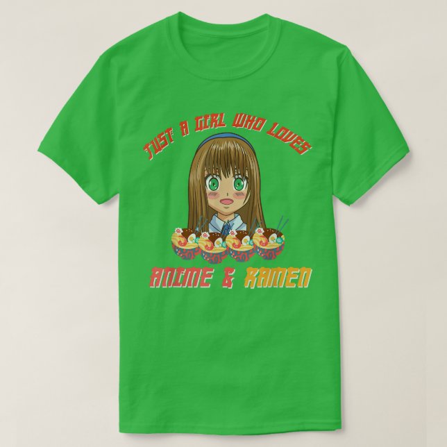 Nur ein Mädchen, das Anime und Ramen Lieben Studen T-Shirt (Design vorne)