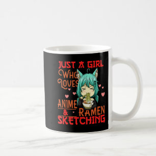 Nur ein Mädchen, das Anime und Ramen Sketching Ja  Kaffeetasse