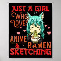 Nur ein Mädchen, das Anime und Ramen Sketching Ja 