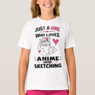 Nur ein Mädchen, das Anime- und Sketching-Girls  T-Shirt