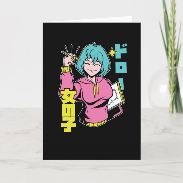 Nur ein Mädchen, das Anime und Skizzen Liebe Karte (Vorderseite)