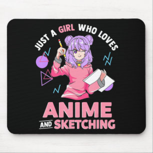 Nur ein Mädchen, das Anime und Skizzen Liebe Mousepad