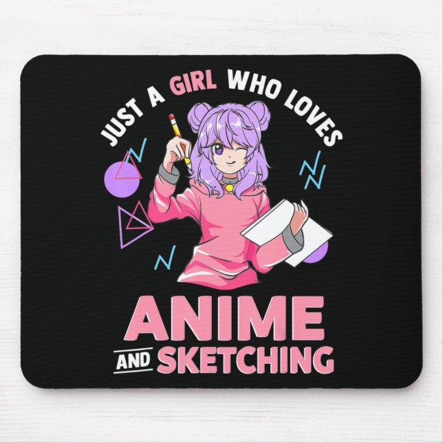 Nur ein Mädchen, das Anime und Skizzen Liebe Mousepad (Vorne)