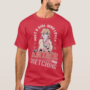 Nur ein Mädchen, das Anime und Skizzen Liebe T-Shirt