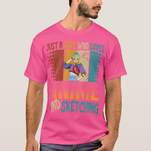 Nur ein Mädchen, das Anime und Skizzen Liebe T-Shirt