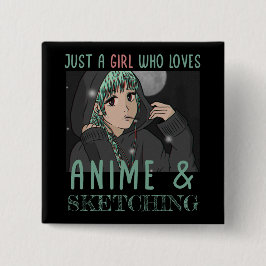 Nur ein Mädchen, das Anime und Skizzen Lieben Button