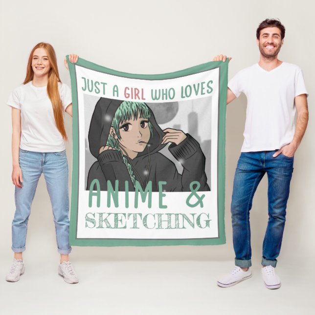 Nur ein Mädchen, das Anime und Skizzen Lieben Fleecedecke (Beispiel)