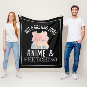 Nur ein Mädchen, das Anime und Skizzen Lieben Fleecedecke