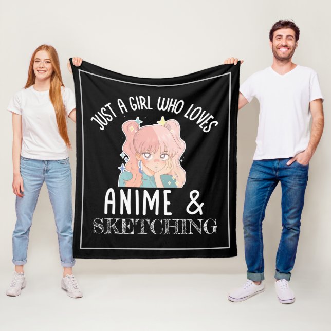 Nur ein Mädchen, das Anime und Skizzen Lieben Fleecedecke (Beispiel)