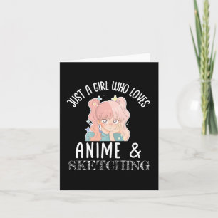 Nur ein Mädchen, das Anime und Skizzen Lieben Karte