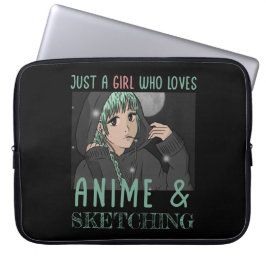 Nur ein Mädchen, das Anime und Skizzen Lieben Laptopschutzhülle