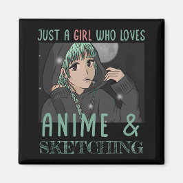 Nur ein Mädchen, das Anime und Skizzen Lieben Magnet